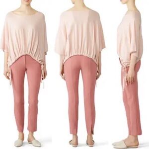 Milly Elastic Tie Hem Pink Top Boat Neck Oversized Size Small